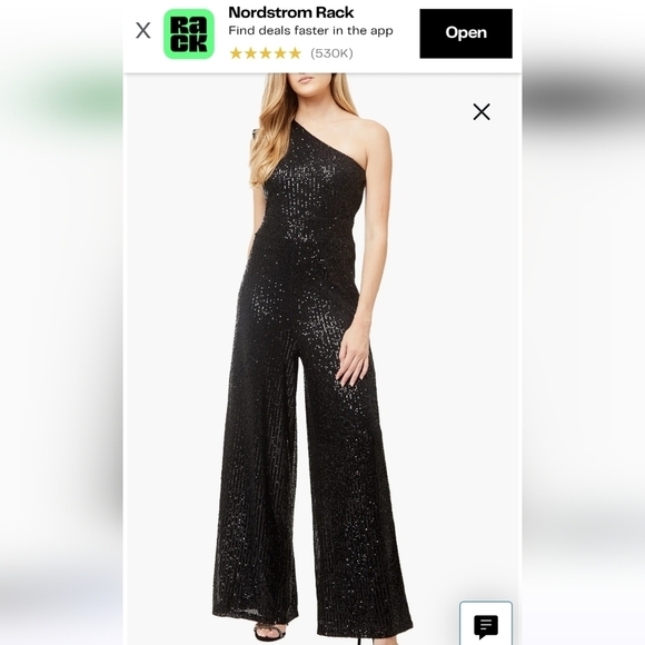 Love By Design Pants - Love by Design Jupiter Sequins One Shoulder Jumpsuit Black M